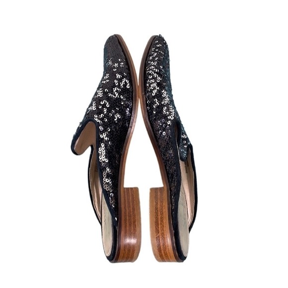 Shellys London Mule Loafers Shoes Sequin Pointed Toe Black Silver Sparkle Sz 36 - Picture 5 of 8